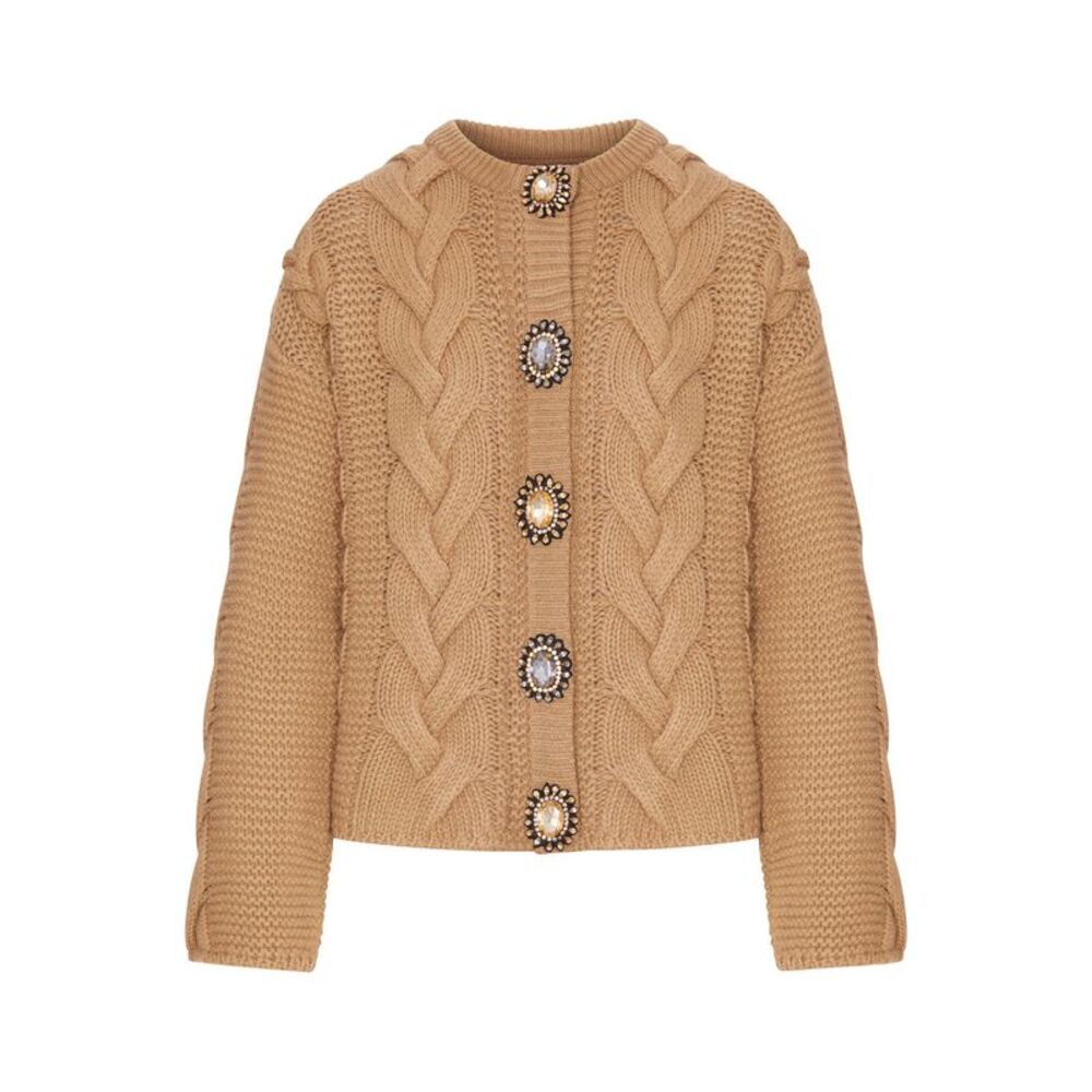 La Double J Women Wool And Cashmere Cardigan With Cable Knit